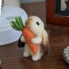 1 шт/2 шт войлочный вислоухий кролик с морковкой мини игольчатый валяный плюшевый кролик ручной работы из войлока животное для пасхального украшения