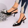 Fashion Women Elegant Pearl Bowtie High Heels Sandals Summer Ankle Straps Thin Heeled Pumps Woman Black Party Sandals Womenshoes