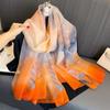 Spring/Summer New Women'S Silk Scarf 135 * 180cm Simulated Silk Twill Square Scarf Fashion Printed Large Square Scarf Professional Scarf