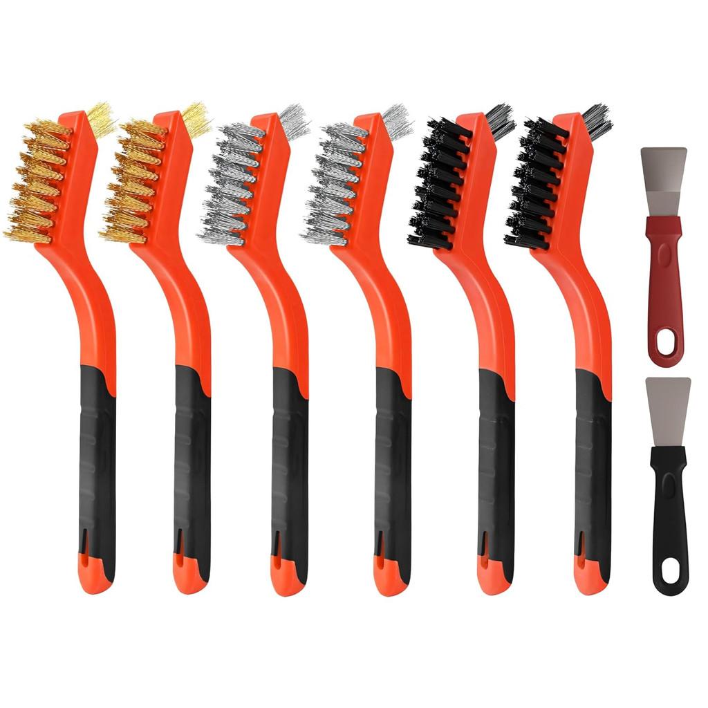 Copper Wire Brush Kitchen Gas Stove Cleaner With Long Handle For Grime Removal