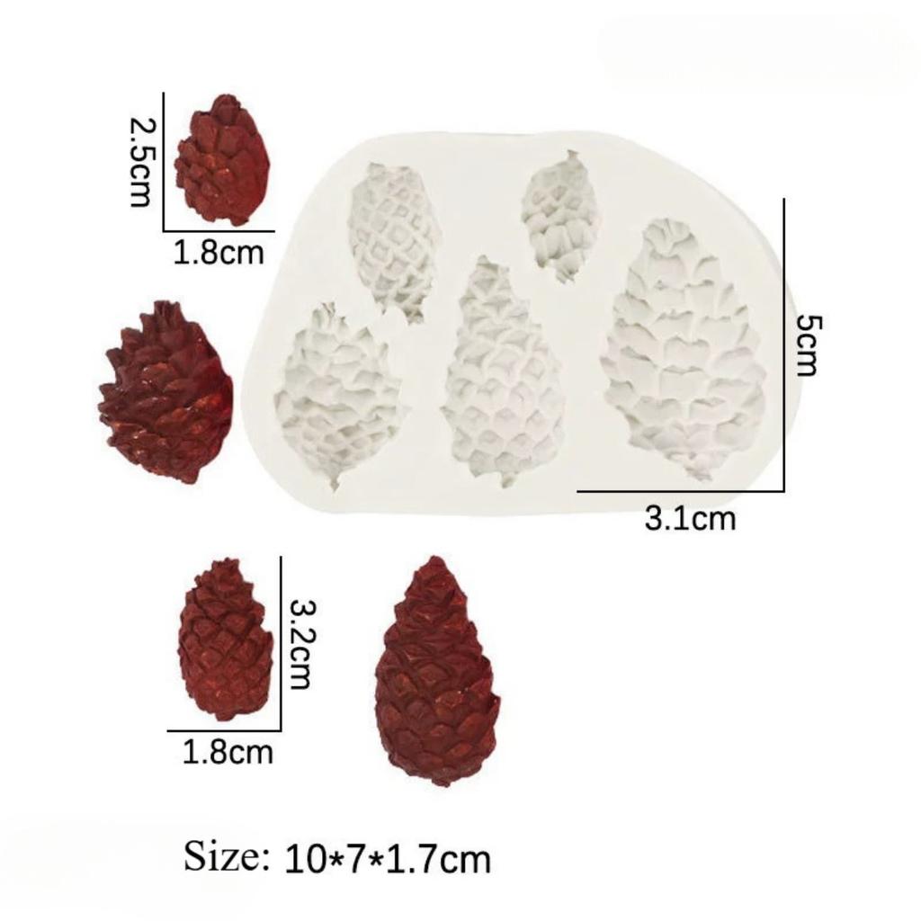 5-Cavity Pinecone Cake Fondant Mold, Pine Cone Silicone Chocolate Candy Mold Cake Cupcake Decorating Tools Sugar Craft Gum Paste Polymer Clay Mold