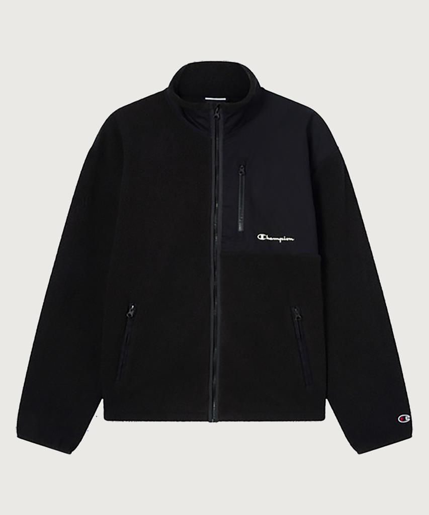 Champion Woven Block Oversized Full-Zip Fleece Jacket Black