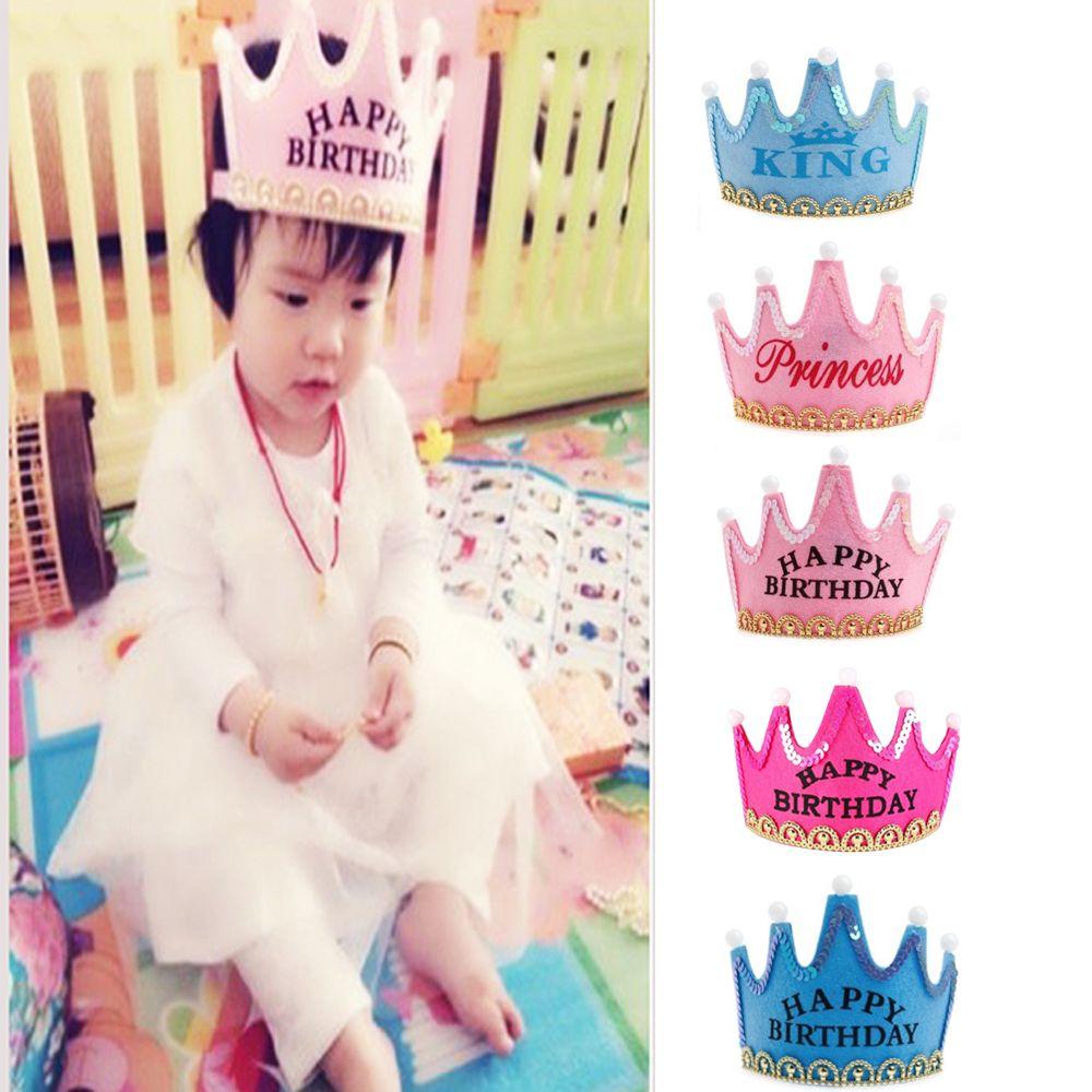 New Prince Princess Party Supplies LED Light Birthday Hat Crown Hair Band