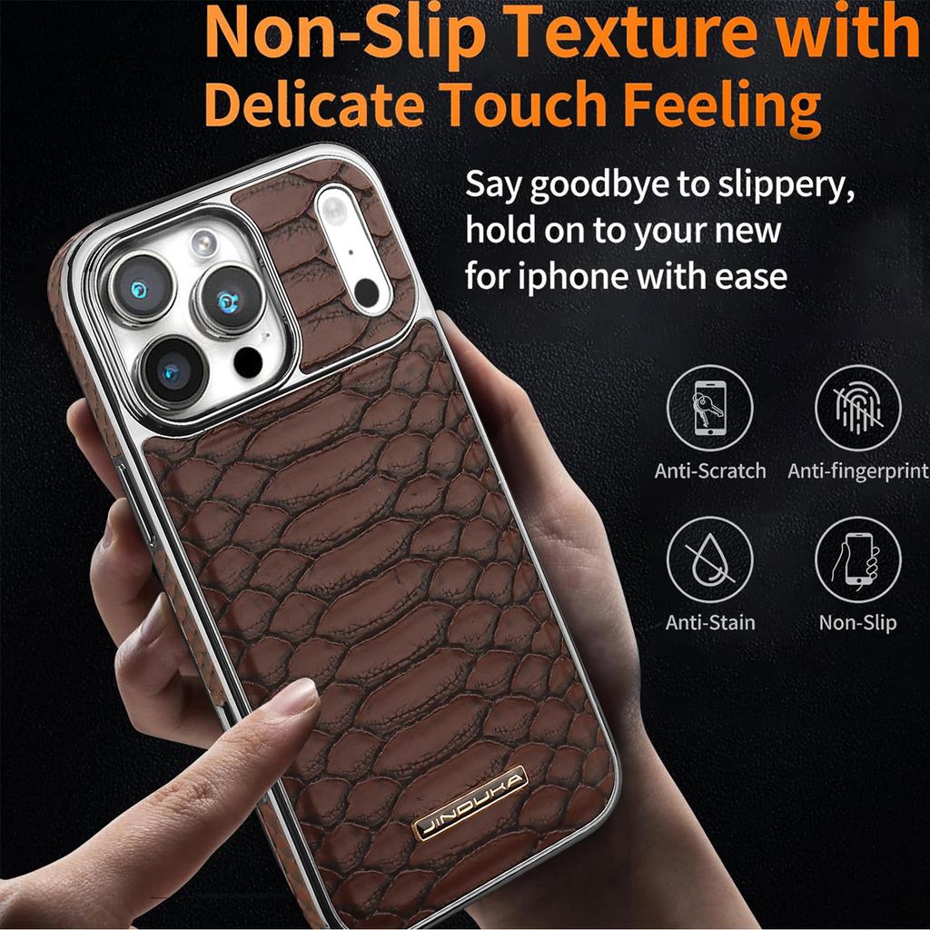 Plating Bumper High-end Leather Case for iPhone 17 Pro Max 17 Air 16 Plus 15 14 13 12 Snakeskin Pattern Soft Edge Phone Cover