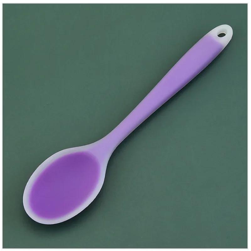 Colorful Silicone Spoon Heat Resistant Non-stick Rice Spoons Kitchenware Tableware Learning Spoon Cooking Kitchen Tool Tableware