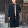 Women Vintage Linen Stand Parkas Solid Color Long Sleeve Warm Coats Button Patchwork Pockets Winter Parkas