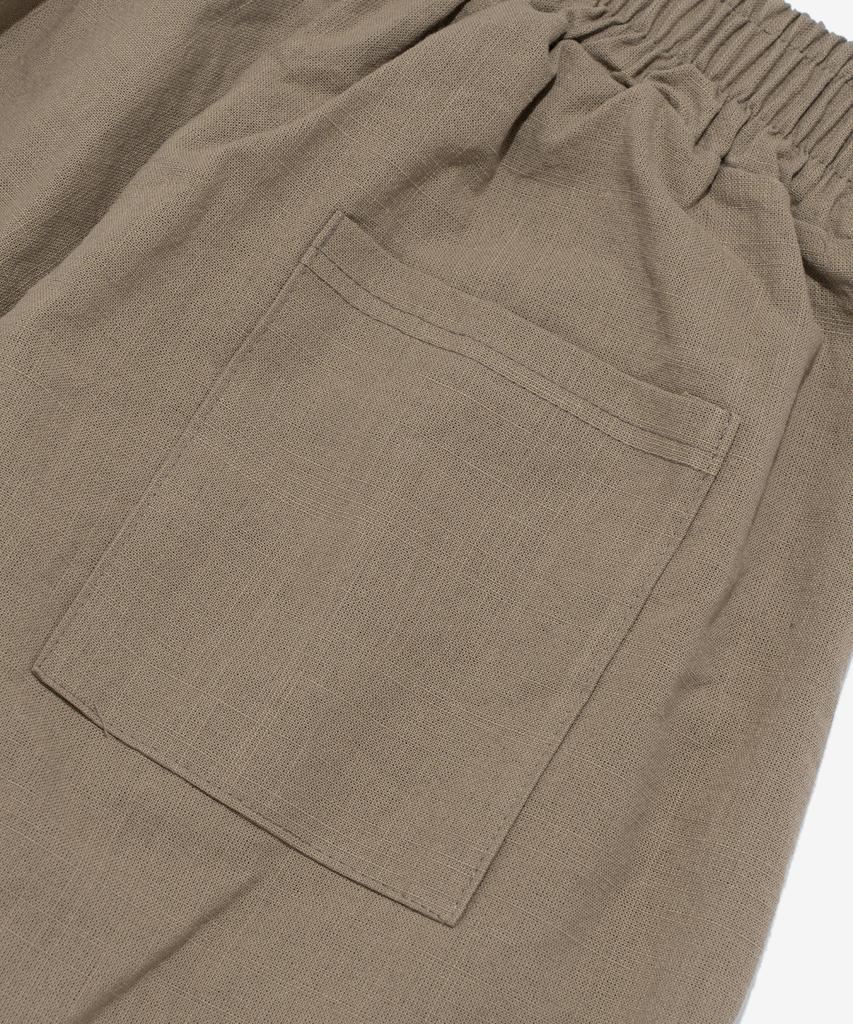 CARGOBROS Linen-Like Pintuck Wide Shorts (Khaki)