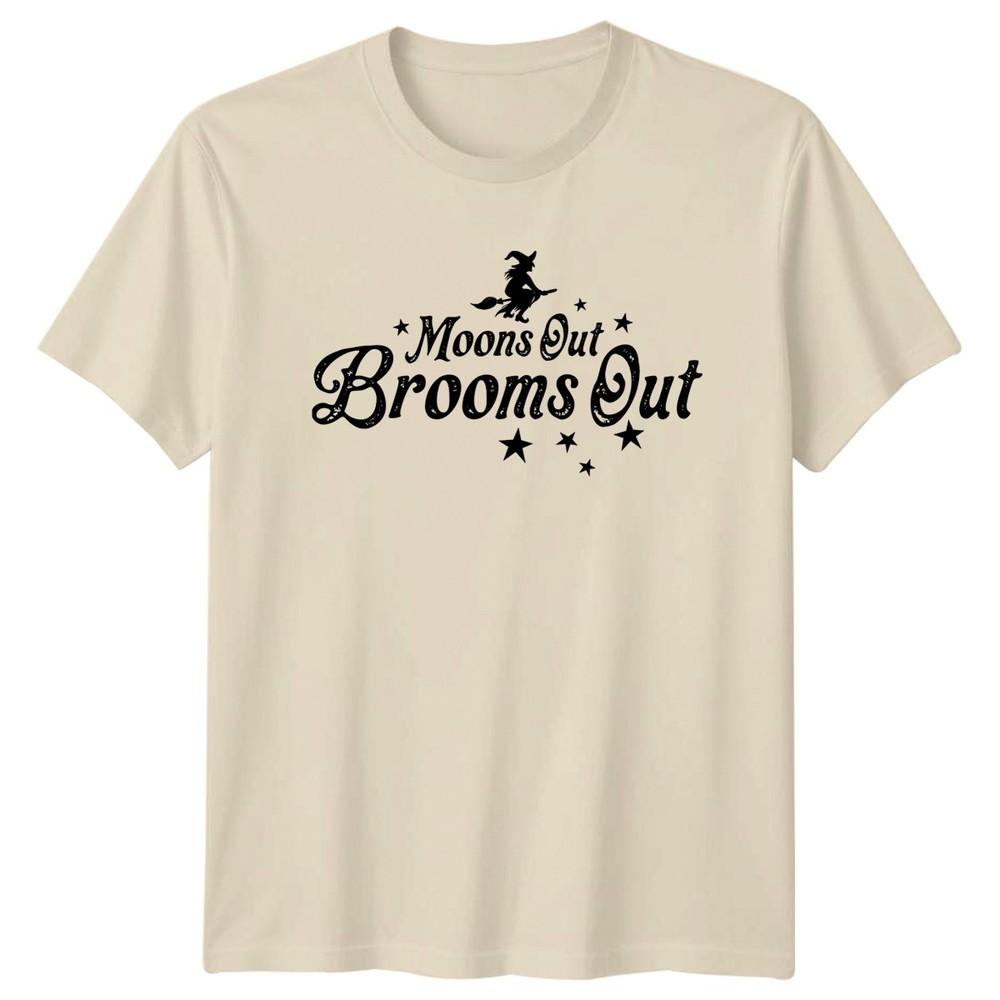 Moons Out Brooms Out Halloween Witch Graphic Unisexs Unisexs Tee
