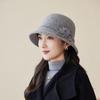 Autumn and Winter Fashion Woolen Basin Hat Women's Warm Elegant Flower Fisherman Hat
