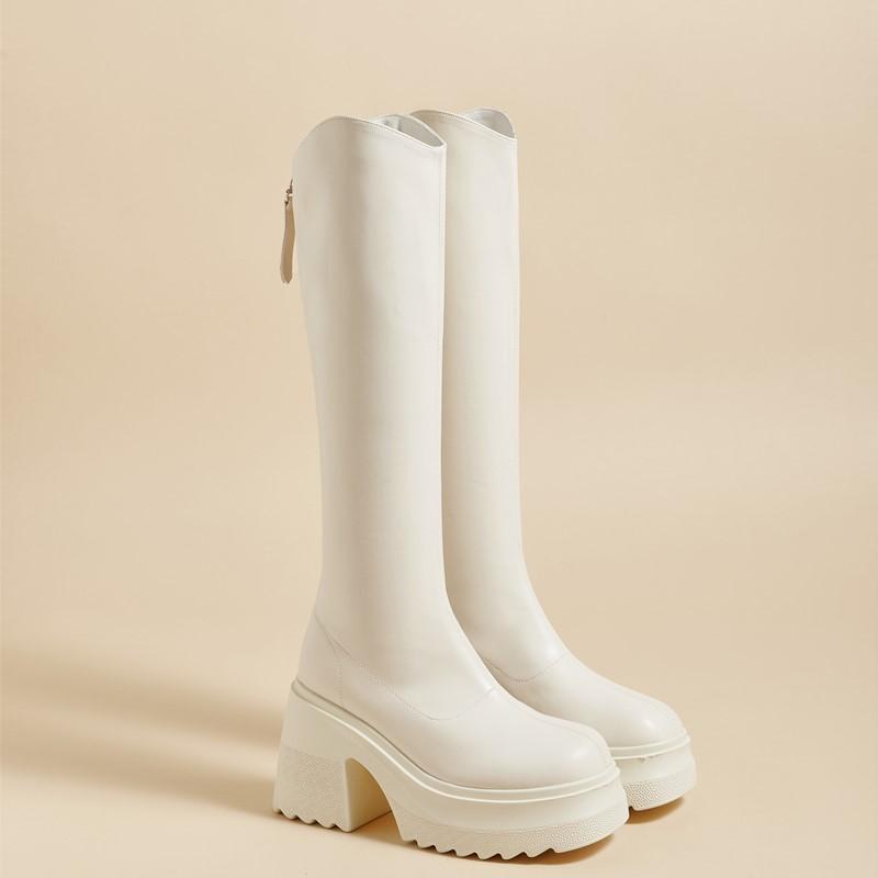 Модная обувь AIYUQI Ботильоны на высоком каблуке Женские Осень 2025 Новые Натуральная кожа Платформа Ботильоны Женские Обтягивающие ногу Каблук 10 см Высокие Женские Ботинки для верховой езды