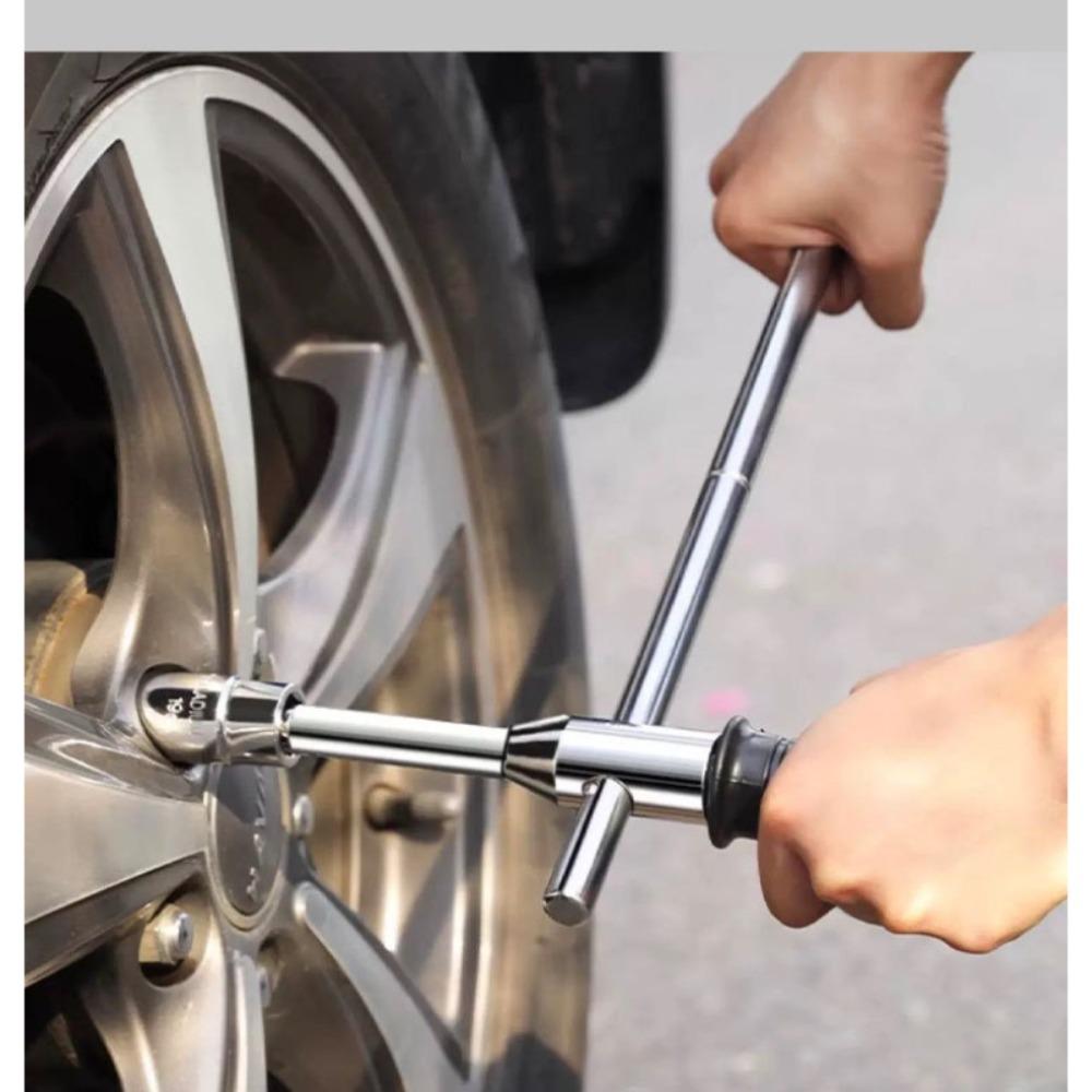 Складной телескопический крестовой баллонный ключ - Съемный L-образный торцевой ключ для замены автомобильных шин, Экономия труда и Увеличенная длина