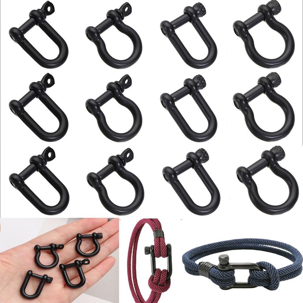 4 Styles Shackle Fob Bracelet Buckle Key Ring Keychain Hook D Bow Staples Solid Carabiner