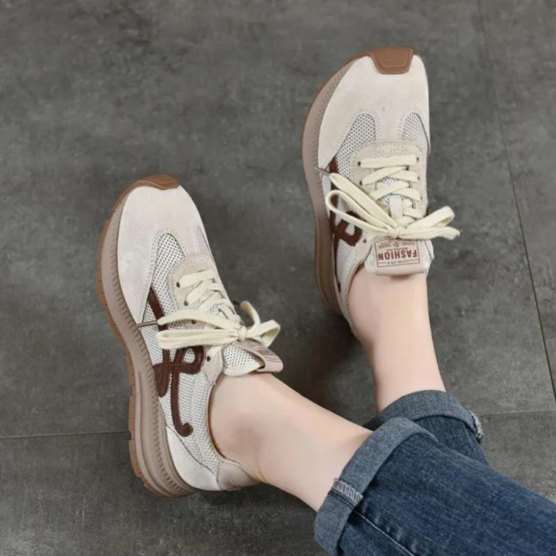 Johnature Дышащая сетчатая сшивка из натуральной кожи для спорта и отдыха, нескользящая мягкая подошва, женская обувь