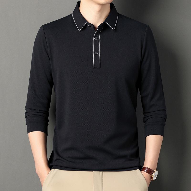 Simple Men's Long-sleeved Polo Shirt Spring and Autumn New Casual Lapel Men's Tops Trendy Versatile T-shirts for Men