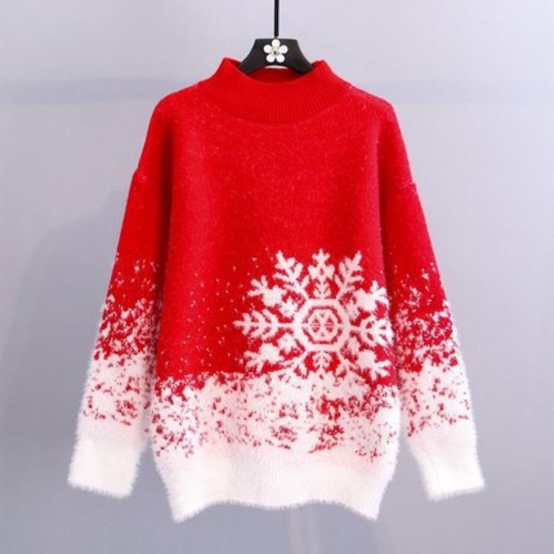 IHUASU Women's Sweater Autumn and Winter Christmas Knit New Year Sweater