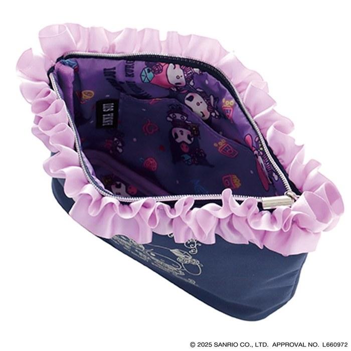 [Anna Sui] Anna Sui x My Melody Kuromi Pouch, Limited Collaboration, Gathered Frill (Navy) 001394-0001-03, 11x16x4cm