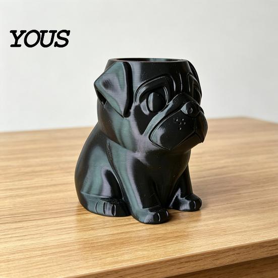 Компактный Цветочный Горшок 3D Печатный Горшок-Плантер с Мопсом, Декоративный Собачий Горшок для Помещения и Улицы, Контейнер для Растений Кактусов Суккулентов, Любитель Животных