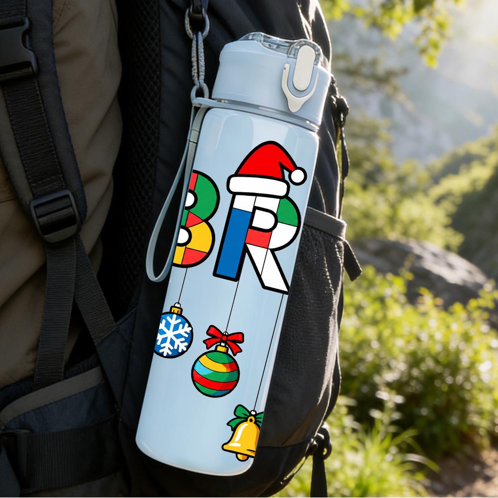 1PC Bruh Santa Bauble Festive Combination 750ml Color Plastic Water Bottle Leakproof Flip Straw Lid For Sports Office Home Use