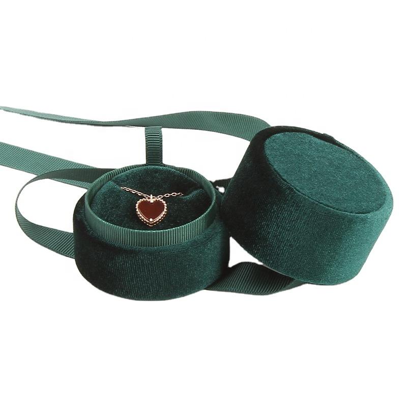 Custom Luxury Jewellery Box Romantic Beautiful Round Gift Packaging Jewelry Ring Pendant Necklace Box  With Same Color Ribbon
