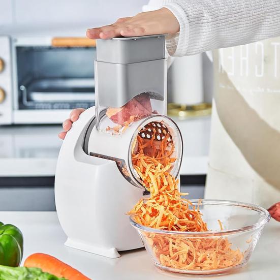 Electric Cheese Grater Detachable Electric Salad Maker Vegetable Cutter Vegetable Slicer BPA-Free Potato Scrubber Shredder