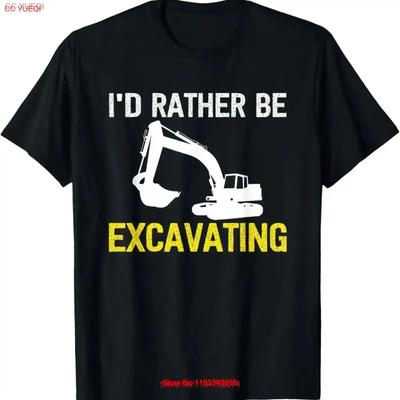 Id Rather Be Excavating Design Print T Shirt Vintage Top For Everyday Wear Comfortable Versatile Casual Vintage