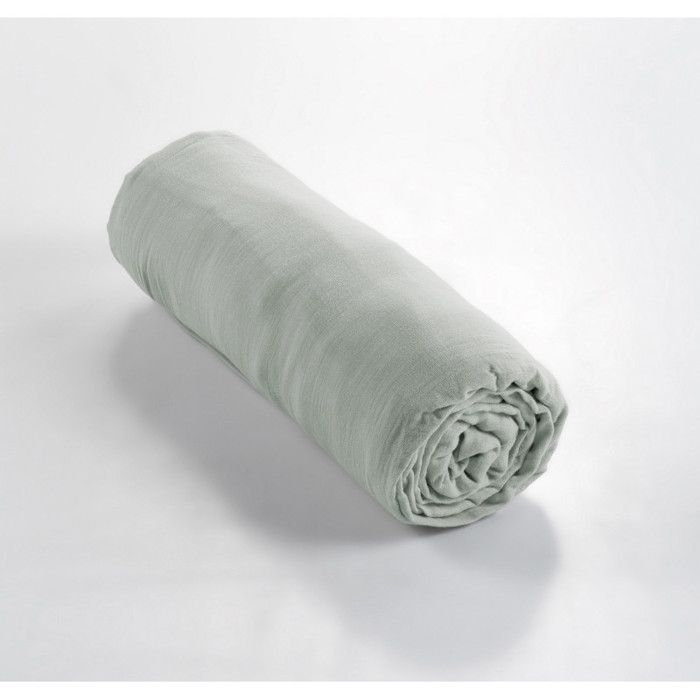 "Gaïa" Fitted Sheet All Sizes "Cotton Gauze" - Gaïa Eucalyptus - 160 X 200 Cm 30 Cm Gusset