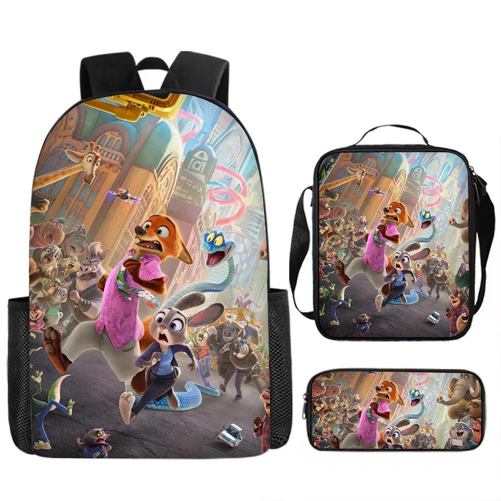 Zootopia 2 Casual Backpack Set, Student Cartoon Single-Layer Pencil Case Three-Piece Set 0197 KTB