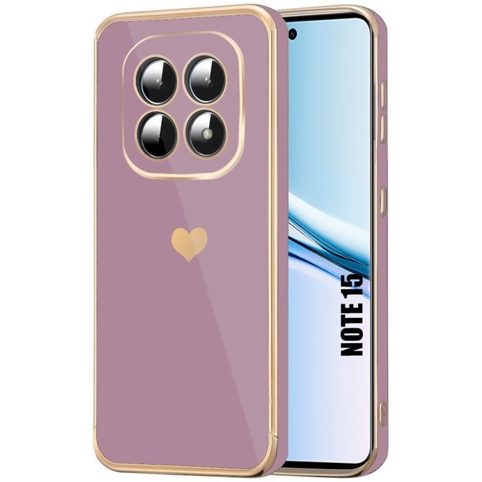 Coque pour Xiaomi Redmi Note 15 5G/4G, Silicone Protection Antichoc Slim Motif Cœur - Violet