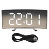 Household Modern Electronic Alarm Clock LED Mute Mirror Clock with Large ScreenWhite Number