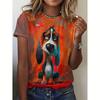 Women Dog Print Casual Short Sleeve 3d T Shirts Summer Fashion Streetwear Crew Neck Pullover Oversized