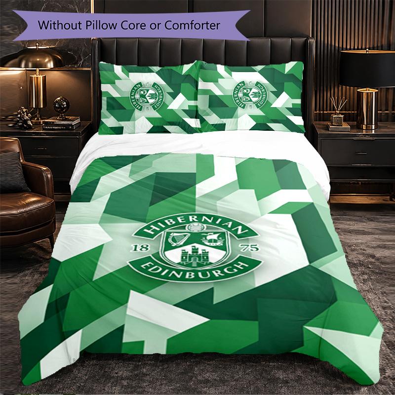 Hibernian FC Themed Bedding 3Pcs Duvet Cover Set Decorative Bed Linen For Teen Room Home Decoration