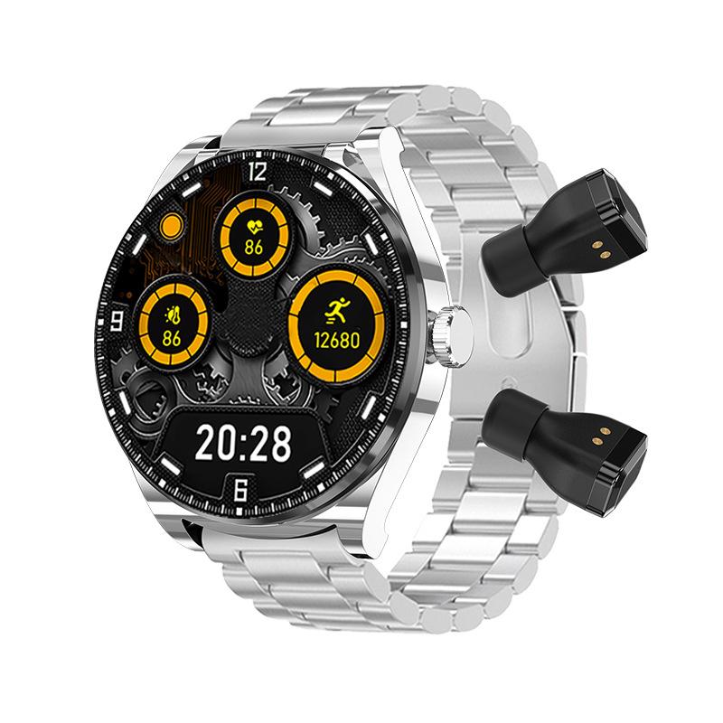 Новые умные часы TWS Bluetooth гарнитура два в одном шаге пульсометр кровяное давление монитор сна браслет