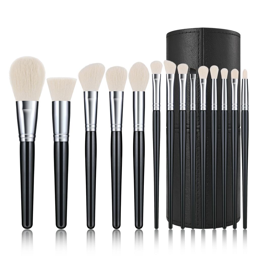 Professional White/Black Vegan Makeup Brushes Kit Private Label Luxury Cosmetic Foundation Travel Makeup Brush Set With Case