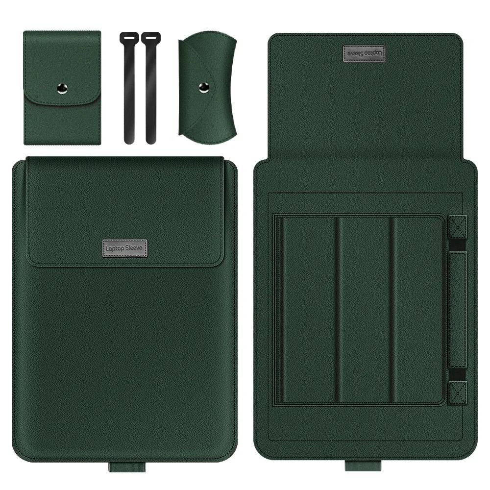 Laptop Sleeve Bag Pu Leather Waterproof Laptop Stand Notebook Pouch 13 14 15 16 Inch for MacBook Air Dell Lenovo Notebook Cover