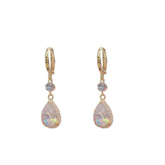 Chic Dangle Earrings Water Drop Pendant Alloy Decorative