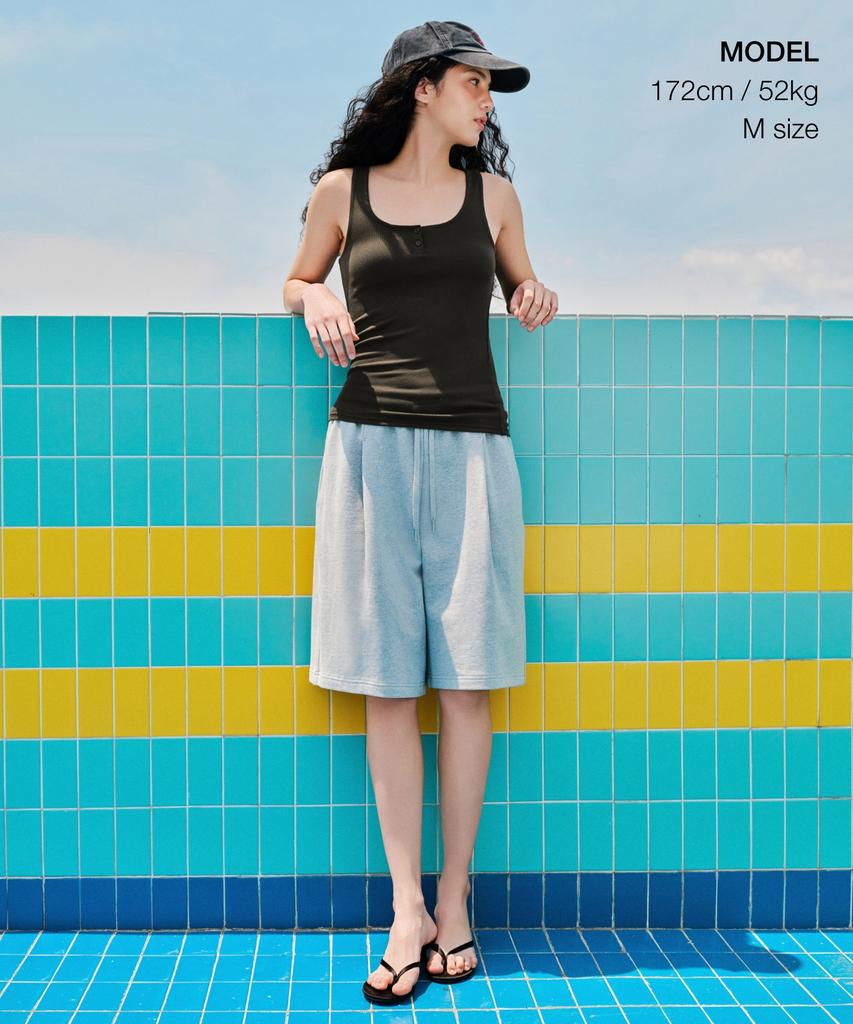 MUSINSA STANDARD WOMAN Женские Бермуды с Одним Складом [Средне-Серый]