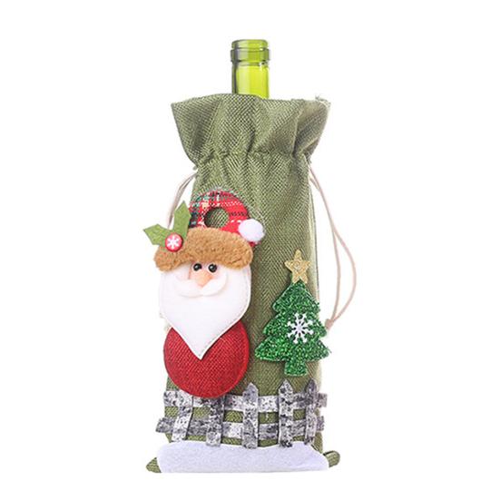 Рождественская сумка для бутылки вина с шнурком Санта-Клаус Олень Снеговик Медведь Мешковина Подарочная сумка для бутылки вина Крышка рождественского праздника Украшение бутылки вина