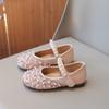 New Little Girl Fashionable Korean Style Pearl Princess Little Leather Shoes Crystal Dancing Shoes