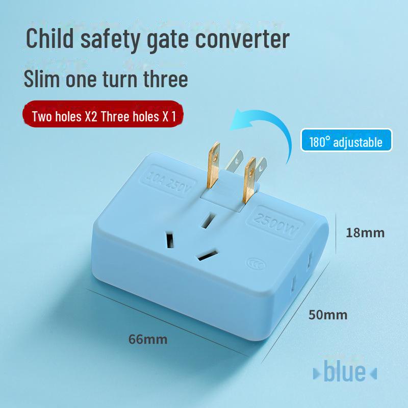 Вращающийся на 180° двухконтактный разъем-конвертер: Преобразует одну розетку в три с помощью конструкции с двумя головками