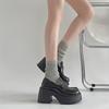 Black French Retro Platform Thick Heel Small Leather Shoes Women's 2025 New Autumn and Winter One-pedal British Style Loafers