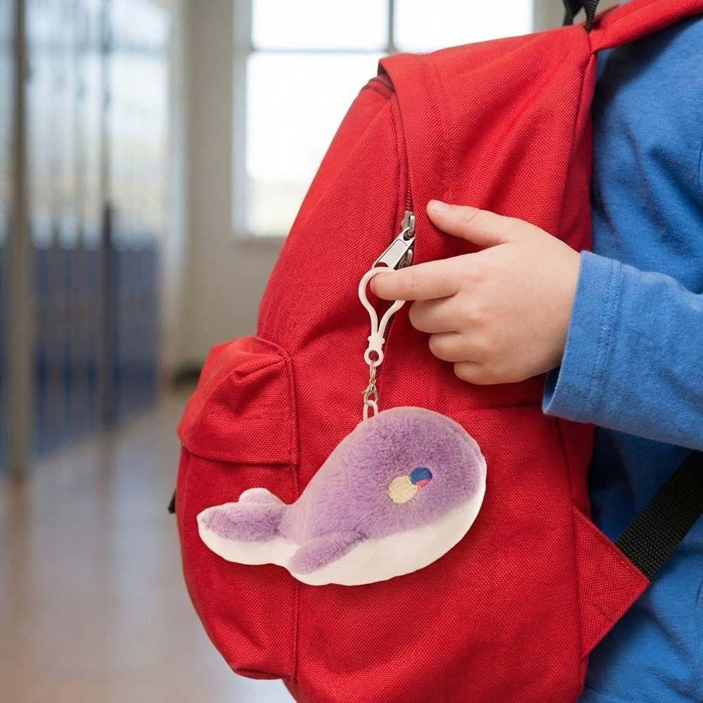 Fluffy Soft Whale  Plush Doll Metal Ring Whale Plush Key Ring Whale Plush Pendant  Women Girls