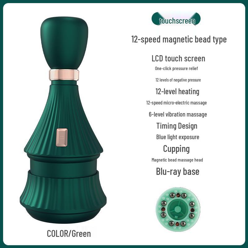 Portable Heated Electric Cupping Device for Full-Body Therapy, Meridian Brushing, and Gua Sha Scraping