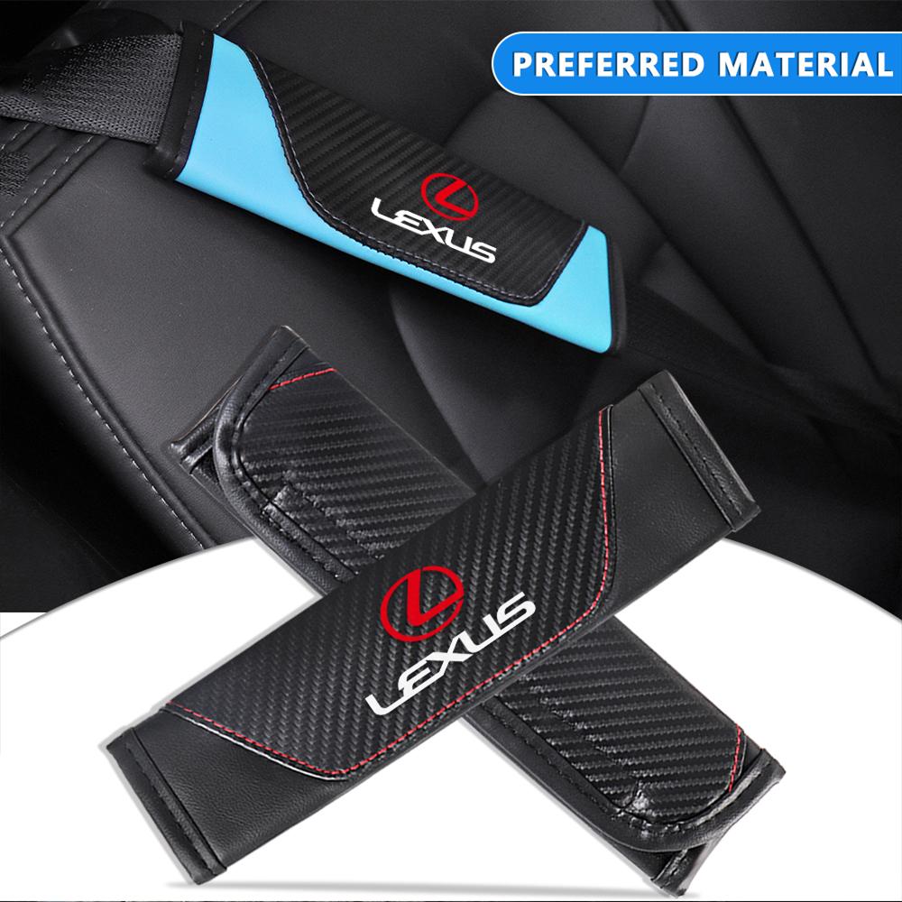 ctdjlp1 2Pcs Leather Car Cotton Seat Belt Pads Safety Shoulder Mat Accessories For Lexus LS LC IS350 ES300h ES300 IS250 IS220d NX350h RX