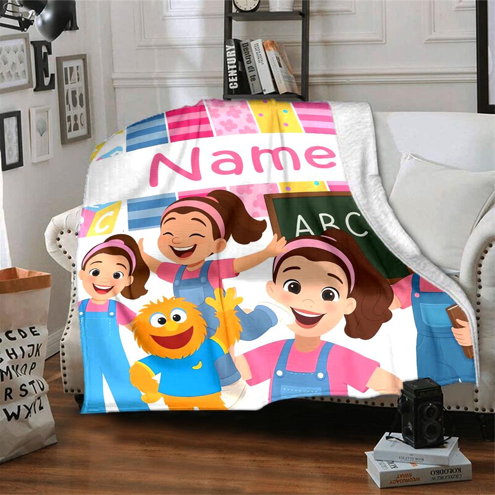 Custom Name Ms. Rachel Theme Printed Blanket - Perfect for Couch, Bed, Travel & Outdoor Use | Machine Washable, Cozy & Durable.