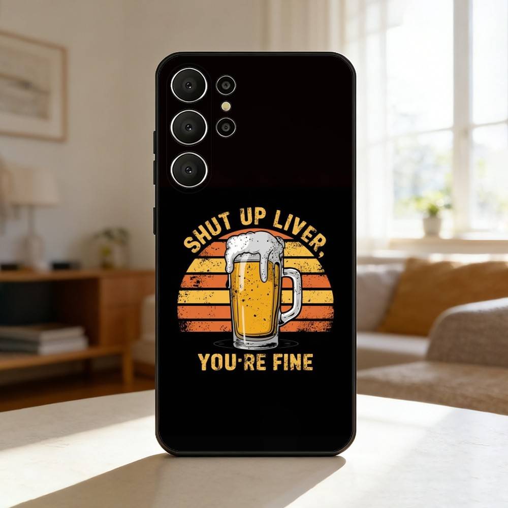 Beer Alcohol Phone Case For Samsung S26,S25,24,23,22,30,21,10,9,Ultra,Plus,Lite,Black Soft Case