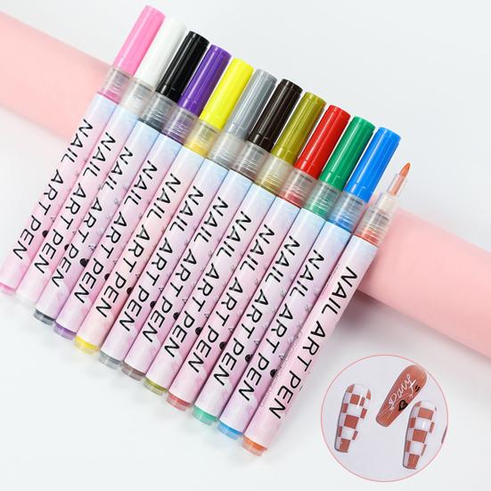 Набор ручек для нейл-арта 12 цветов, гелевая ручка-лайнер для рисования, водостойкая, быстросохнущая, DIY маркер для ногтей, гелевый карандаш для граффити и точек для дома и салона