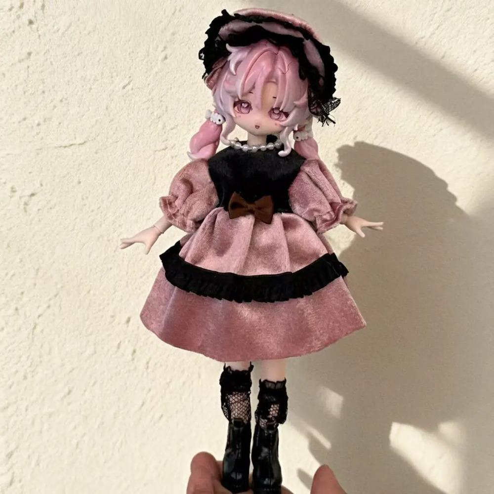 Набор зимней одежды для кукол 1/8 1/12 OB11 BJD - Милый теплый наряд горничной из плюша, аксессуары для переодевания кукол (Только Одежда)