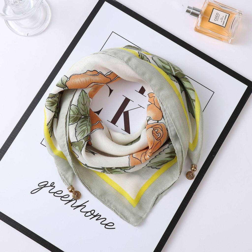 Осенне-зимний шелковый шарф в западном стиле с корейским акцентом в виде магнитного золотого шарика