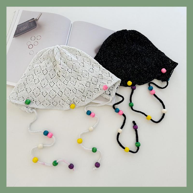 Ins Color бисерные ремешки шапки для женщин летние тонкие дышащие дорожные универсальные модные милые полые вязаные шапки для бассейна