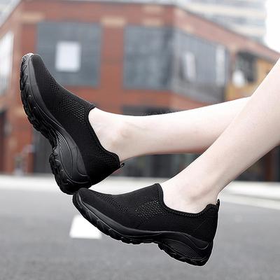 Большие размеры весенние туфли для мам среднего возраста дышащие тканые туфли на одной педали на платформе повседневные туфли для женщин